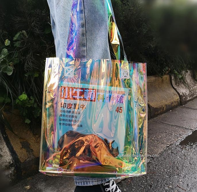 Holograpgic Cosmetic Handbag Rainbow Laser PVC Tote Bag Hologram PVC Shoulder Bag