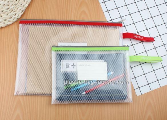 Clear Waterproof Mesh EVA Zipper Document Bag Gridding EVA Zipper File Bags for Office Supplies