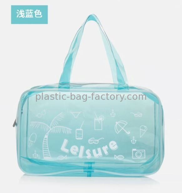 Translucent PVC Tote Beach Bag Semitransparent Vinyl Toiletry Pouch Swim Beach Bag Travel Organizer Pouch Ideal for Beach