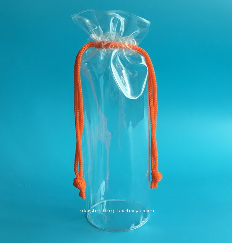 0.25mm Thin PVC Drawstring Bag Eco Green Materials Customized Size For Promotion