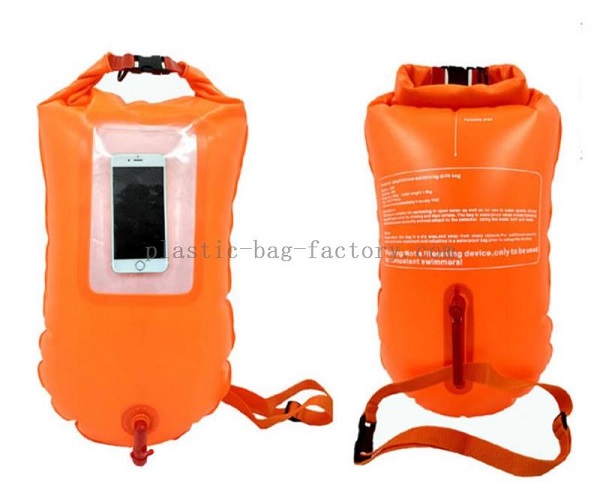 Swim Safety Buoy Open Water Swim Dry bag Safe Buoy Float for Swimmers, Triathletes with Transparent Window for Phone