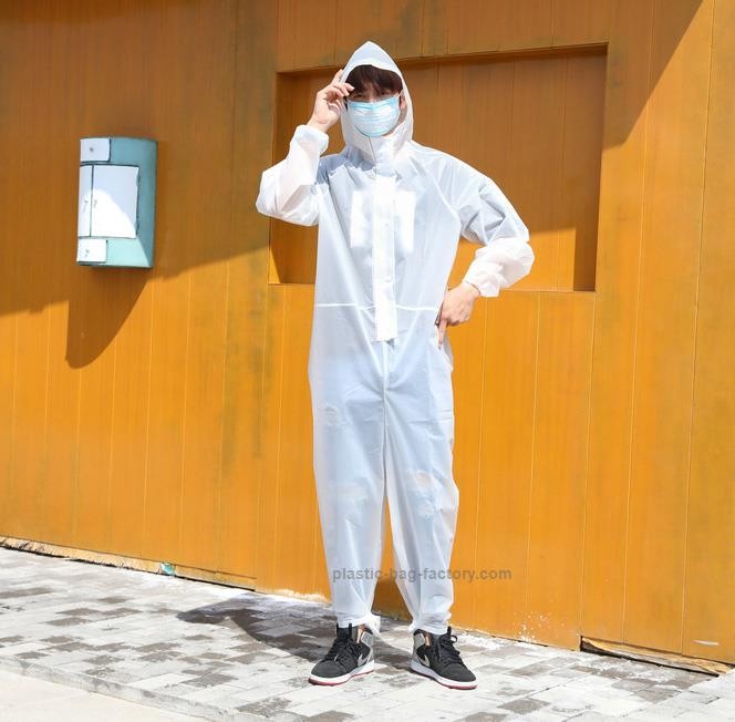 Non-Disposable Protective Clothing Anti-Dust Isolation Hooded Protective Gowns with Long Sleeves,Neck and Waist Ties