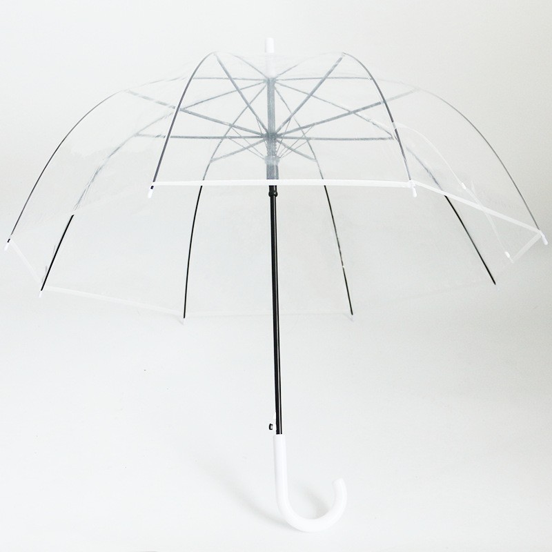 Clear Arched Apolo Rain Umbrellas Transparent Arched Apolo Umbrellas for Girls and Ladies with Long Handle